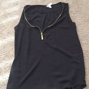 Black and gold, semi-sheer blouse